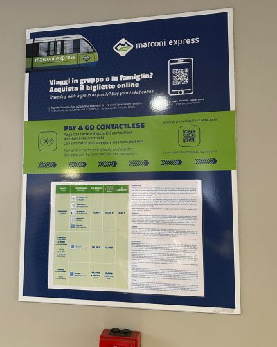 Marconi Express en Bolonia en un día, el transporte rápido entre el aeropuerto y el centro de la ciudad.